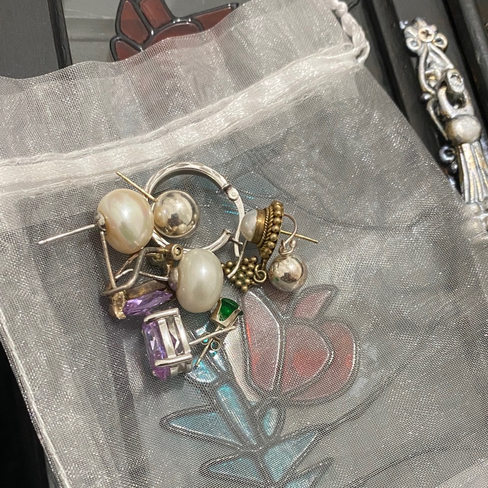 Mostly Sterling Silver Single Earrings
